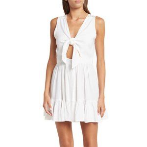 NEW WHITE Tie Front Mini Dress (Size Medium 8/10) by AreaStars